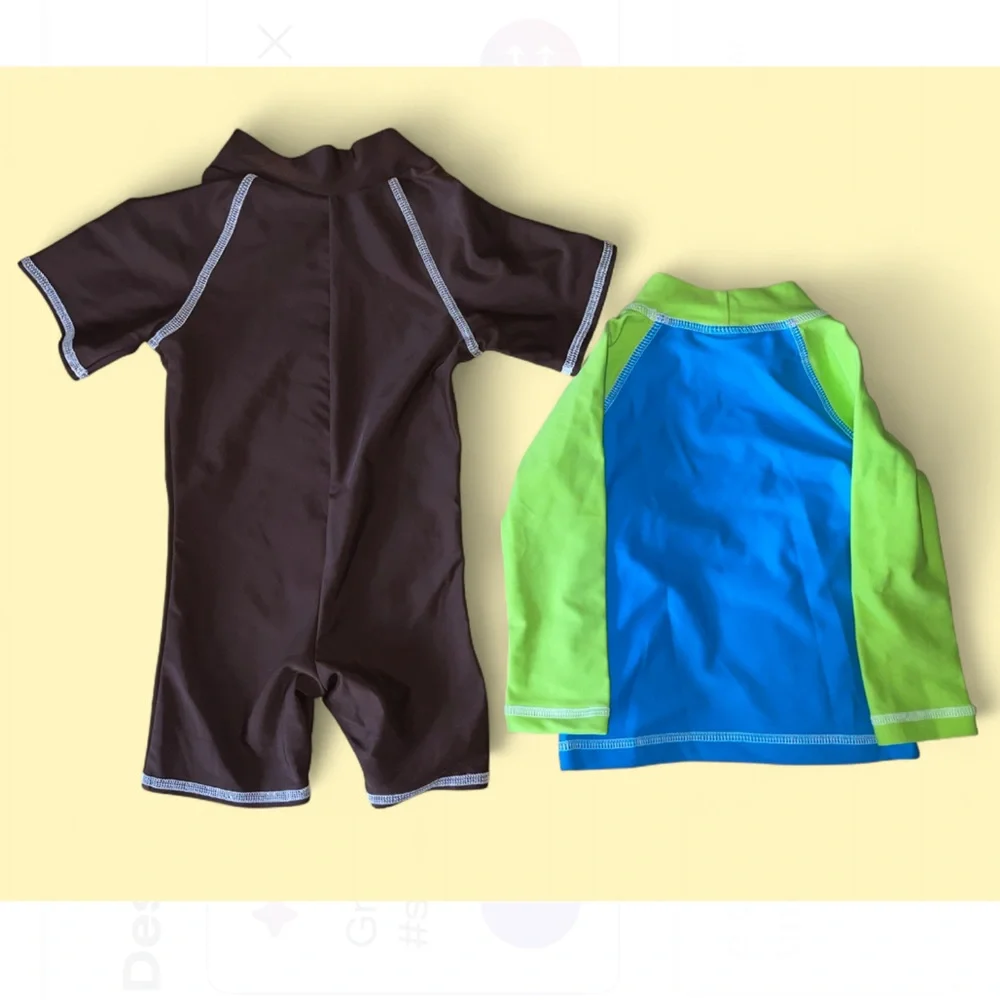 Lot 2 Flap Happy Kids Swimwear UV 50 NWT Long Surf Swimsuit and Rashguard 24M